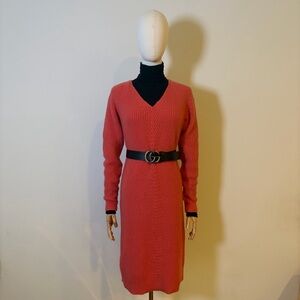🛍️ Ann Taylor Coral Knit V-Neck Sweater Dress - Size S